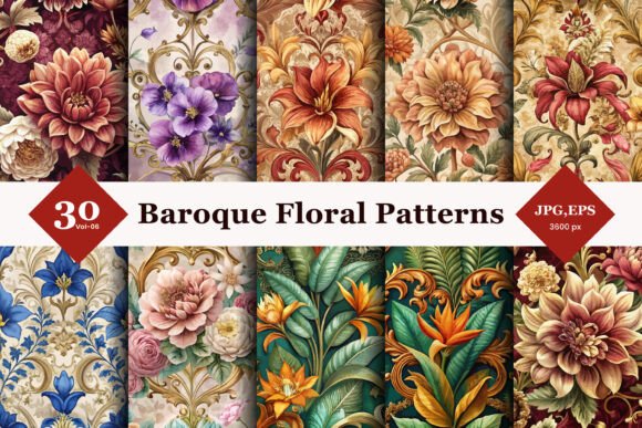 Baroque Floral Seamless Patterns 06