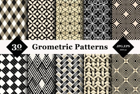 Black White Geometric Patterns 05: A Design Resource
