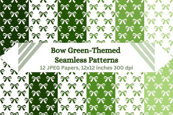 Bow Green-Themed Seamless Patterns: Elevate Your Creative Projects with Handcrafted Elegance