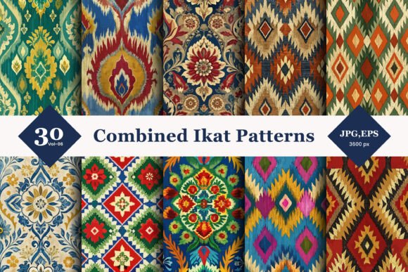 Combined Ikat Seamless Patterns 05: Elevate Your Designs