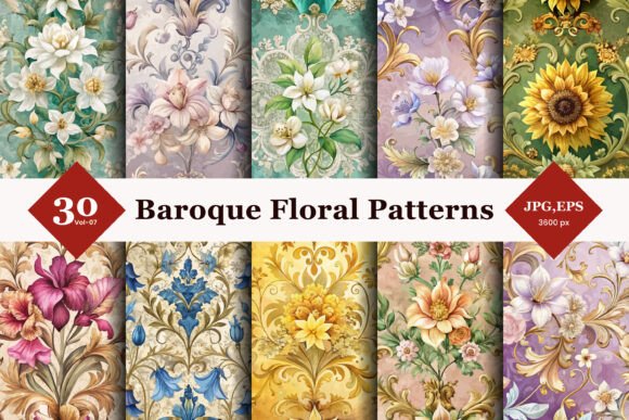 Evaluating Baroque Floral Seamless Patterns 07 for High-End Design Projects