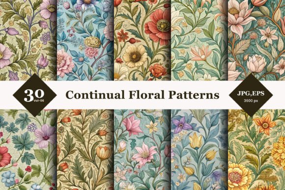 Evaluating Continual Floral Seamless Patterns 06 for Professional Design Projects
