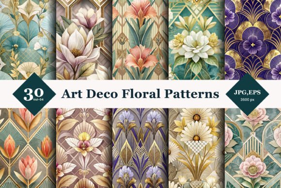 Reviving Vintage Grandeur: A Deep Dive into Art Deco Floral Seamless Patterns 04