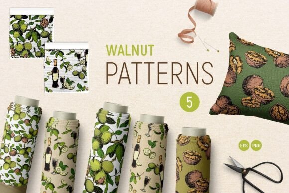 Walnut Clip Art_Vector Patterns Set